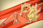 4_toes anthro anthrofied breasts butt butt_focus dominatrix feet female foot_fetish fur ignaize nipples nude orange_body orange_fur pawpads pokemorph red_body red_eyes sitting smile solo tan_body tan_fur toes croqs nintendo pokemon eeveelution flareon generation_1_pokemon pokemon_(species) hi_res signature