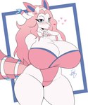 anthro big_breasts blush breasts chest_tuft clothing curvy_figure female heart_symbol huge_breasts one-piece_swimsuit pink_blush solo swimwear sylvia_reshiram tuft wide_hips jmf nintendo pokemon eeveelution generation_5_pokemon generation_6_pokemon hybrid legendary_pokemon pokemon_(species) reshiram sylveon 5:6 hi_res