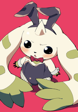 anthro beady_eyes blush clothing embarrassed fake_ears fake_rabbit_ears fishnet_clothing fishnet_leggings fishnet_legwear fur horn leggings legwear long_ears male playboy_bunny playboy_outfit solo white_body white_fur floral8x4 bandai_namco digimon digimon_(species) terriermon hi_res
