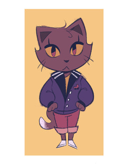 anthro biped bottomwear brown_body brown_fur clothing eyelashes eyeliner female footwear fur hair jacket looking_at_viewer makeup pants shoes short_hair solo tail topwear whiskers itsdanfango jalei_(itsdanfango) domestic_cat felid feline felis mammal 2020 hi_res