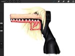 ambiguous_gender art_program_in_frame bangs black_body black_gums black_sclera black_skin blonde_hair body_horror chelsea_hair_cut creepy droopy_eyes earless emo_haircut gums gun hair long_neck nightmare_fuel noseless not_furry pink_tongue ranged_weapon sharp_teeth side_view snout solo tan_body tan_skin teeth tongue unusual_anatomy unusual_face unusual_mouth vein weapon what_has_science_done yellow_eyes dreamscreep procreate_(copyright) the_magnus_archives void_(dreamscreep) animate_inanimate avatar_(tma) entity_(tma) eternal_(dreamscreep) living_gun living_ranged_weapon living_weapon monster slaughter_(tma) 2023 4:3 bust_portrait colored digital_media_(artwork) hi_res portrait procreate_(artwork) shaded male_(lore) nonbinary_(lore)