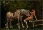 2010 3d_(artwork) animal_genitalia animal_penis armor balls bench bestiality breasts bridle cunnilingus curvy_figure digital_media_(artwork) duo equid equine equine_genitalia equine_penis erection female female_on_feral feral fur genitals grass hair horse hourglass_figure human human_on_feral interspecies licking male male/female male_on_human mammal mongo_bongo mount mount/rider_relations on_bench oral park penis plant realistic_feral reins saddle sex small_waist tongue tongue_out vaginal
