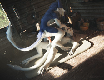 anthro anus balls blue_body blue_fur butt clitoral_hood cowgirl_position duo erection female female_on_top female_penetrated from_front_position fur genitals grey_body grey_fur male male/female male_penetrating male_penetrating_female on_bottom on_top penetration penile penile_penetration penis penis_in_vagina prehensile_clitoral_hood sex vaginal vaginal_penetration white_body white_fur arceronth sergal 3d_(artwork) better_version_at_paywall digital_media_(artwork)