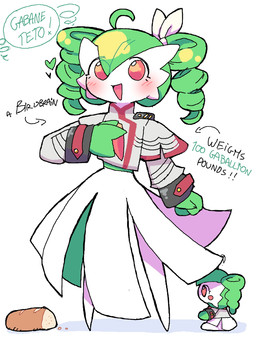 accessory blush bow_ribbon bread cosplay female food hair_accessory hair_bow hair_ribbon humanoid_pointy_ears open_mouth open_smile pointy_ears ribbons simple_background smile solo twintails_(hairstyle) white_background melfunnysmell nintendo pokemon synthesizer_v utau gaba_(melfunnysmell) kasane_teto gardevoir generation_3_pokemon humanoid pokemon_(species) hi_res