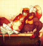 anthro assisted_bathing bath bathing beard biceps duo ear_piercing facial_hair male male/male musclegut muscular nude overweight piercing slightly_chubby water vetrowolf boris_(vetrowolf) canid canine canis domestic_dog mammal mastiff molosser mountain_dog rottweiler saint_bernard 2014 hi_res