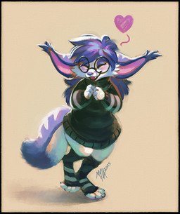 anthro black_clothing black_footwear black_socks black_sweater black_topwear blush clothing ear_tuft eyes_closed female female_anthro footwear front_view fur hair long_hair open_mouth open_smile purple_body purple_fur purple_hair purple_tail simple_background smile socks solo standing sweater tail topwear tuft white_body white_fur white_tail mylafox mylafox_(character) canid canine felid feline fennec_fox fox hybrid lynx mammal true_fox 2025 full-length_portrait hi_res portrait