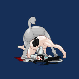 ahegao animal_genitalia animal_penis backsack balls bestiality big_balls big_breasts big_butt big_penis black_hair blush bodily_fluids bottomless bottomless_female breasts butt butt_jiggle clothed clothing dominant dominant_male drooling duo equine_genitalia equine_penis female female_on_feral feral fur genitals hair hat headgear headwear huge_penis human_on_feral interspecies jiggling light_body light_skin long_hair looking_pleasured male male/female penetration penis red_eyes reverse_doggystyle saliva sex shaking_balls vaginal vaginal_penetration white_body white_fur sasha_cronwell mugen equid equine horse human mammal 1:1 animated digital_media_(artwork) hi_res loop pixel_(artwork) pixel_animation