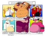 anthro belly big_belly clothing female group horn male overweight overweight_anthro overweight_female overweight_human overweight_male pink_body purple_body smile white_body pokelai activision bartok_the_magnificent bowser's_inside_story disney mario_and_luigi_(series) mario_bros mythology nintendo rekkit_rabbit sega sonic_the_hedgehog_(series) spyro_reignited_trilogy spyro_the_dragon dr._eggman ludmilla_(bartok) magnus_(spyro) midbus rekkit_rabbit_(character) rescued_dragons_(spyro) trap_stilton dragon human koopa lagomorph leporid mammal mouse murid murine mythological_creature mythological_scalie rabbit rodent scalie 5:4 multiple_images