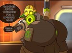 anthro anus ass_up backsack balls big_balls big_butt butt dialogue genitals green_anus green_insides gynomorph intersex machine profanity solo speech_bubble text thick_thighs mcerror blizzard_entertainment overwatch orisa_(overwatch) omnic robot 2022 absurd_res digital_media_(artwork) english_text hi_res