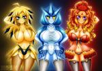 alternate_species big_breasts breasts clothing female group humanized legendary_birds legendary_trio looking_at_viewer not_furry panties trio underwear sevie nintendo pokemon articuno generation_1_pokemon human legendary_pokemon mammal moltres pokemon_(species) zapdos