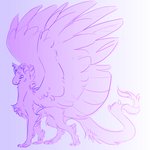 ambiguous_gender anthro feathered_wings feathers feral fur gift gradient_background quadruped simple_background smile smiling_at_viewer solo standing tail wings frillious mythology rj angel dragon feathered_dragon feathered_scalie mythological_creature mythological_scalie scalie 1:1 digital_drawing_(artwork) digital_media_(artwork) low_res monochrome purple_and_white sketch