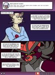 anthro ask_blog cera_the_incineroar clothed clothing english_text female generation_1_pokemon generation_7_pokemon green_eyes incineroar male nintendo persian_(pokemon) pokemon pokemon_(species) red_eyes sketchybug text thomas_the_persian