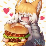 4_fingers anthro blush burger claws clothed clothing cute_fangs fangs female female_anthro finger_claws fingers food fur hair hair_over_eyes happy heart_symbol holding_burger holding_food holding_object hoodie open_mouth solo teeth tongue topwear acky05 fuwari_(acky05) canid canine canis domestic_dog mammal shiba_inu spitz 1:1 2024 digital_media_(artwork) hi_res