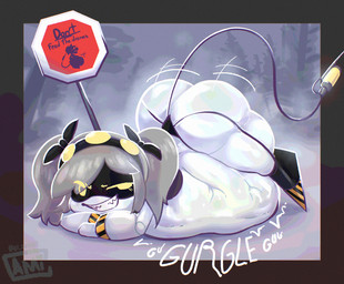 accessory acid ambiguous_fluids ass_up belly belly_humping big_belly big_butt black_text bottomless bow_ribbon butt clothed clothing container digestion digestion_noises fangs female female_pred forest forest_background glass glass_container grey_hair hair hazard_stripes headband huge_butt humping imminent_death infographic jack-o'_pose lying machine mass_vore mostly_nude multiple_prey nature nature_background on_front oral_vore overweight pigtails plant pose rumbling_stomach same_size_vore satisfied shaking shaking_butt sharp_teeth simple_background slightly_chubby smile smug smug_face smug_grin snow soft_vore solo sound_effects stinger stop_sign stripes tail teeth text thick_thighs toony tree twintails_(hairstyle) unwilling_prey vore warning_sign weapon weapon_tail white_body wide_hips winter yellow_eyes cami_gz glitch_productions murder_drones j_(murder_drones) disassembly_drone humanoid robot robot_humanoid hi_res