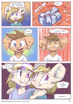 anthro birthday clothed clothing dialogue ear_piercing female fur group hair male piercing simple_background text trio white_body ratcha iris_(ratcha) skye_(ratcha) canid canine canis domestic_dog mammal mouse murid murine rodent comic english_text hi_res mixed_media traditional_media_(artwork) brother_(lore) brother_and_sister_(lore) sibling_(lore) sister_(lore) twins_(lore)