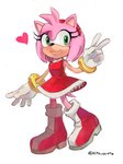 5_fingers accessory anthro boots clothing female fingers footwear gesture gloves green_eyes hair_accessory hairband hand_gesture handwear shoes simple_background smile solo v_sign nitroneato sega sonic_the_hedgehog_(series) amy_rose eulipotyphlan hedgehog mammal 2020 hi_res signature