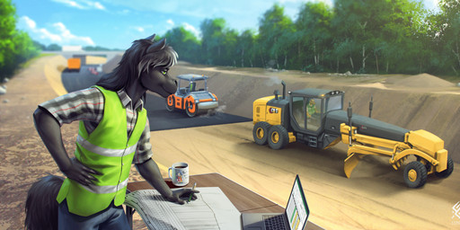 anthro biped black_body black_hair black_tail closed_smile clothed clothing computer construction_site day detailed_background electronics group hair hand_on_hip holding_object holding_pen laptop logo male male_anthro mouth_closed narrowed_eyes outside pen plant slight_smile smile solo_focus standing tail text tree cereus93 athen_pone equid equine horse mammal artist_logo artist_name digital_media_(artwork) hi_res