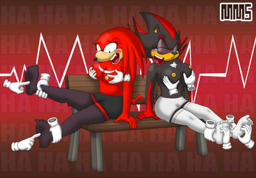 anthro breasts clothed clothing crossgender disembodied_hand duo_focus feet female grope group laugh tickling topless meanmotorscooter sega sonic_the_hedgehog_(series) knuckles_the_echidna shadow_the_hedgehog echidna eulipotyphlan hedgehog mammal monotreme 2015