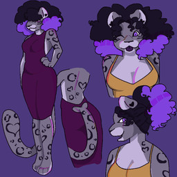 afro anthro biped clothed clothing female female_anthro fully_clothed heart_pattern solo standing urfavvpuppy felid mammal pantherine snow_leopard 1:1 hi_res model_sheet tagme