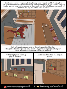 3_toes anthro barefoot black_horn black_spikes book bookshelf bottomwear brown_hair chair climbing clothed clothing counter doorway drawer feet fluffy fluffy_tail fur furaffinity_logo furniture green_bottomwear green_clothing green_shorts hair high-angle_view horn inside lamp lounge male multi_horn narration patreon_logo red_body red_fur shadow shorts sign solo spiked_tail spikes spikes_(anatomy) stairs tail tan_body tan_fur text three_frame_image toes topless topless_anthro topless_male window rimentus furaffinity mythology patreon coalt dragon furred_dragon furred_scalie mythological_creature mythological_scalie scalie wingless_dragon 2022 comic english_text hi_res url