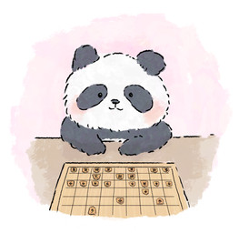 anthro biped black_body black_fur black_nose blush board_game chibi dot_eyes fur kemono multicolored_body multicolored_fur shogi simple_eyes solo two_tone_body two_tone_fur white_body white_fur araru bear giant_panda mammal 2021 hi_res