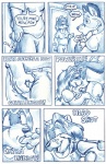 2011 anthro blue_and_white bodily_fluids bottomwear bottomwear_down breasts canid canine clothed clothing colleen_(sugarnutz) comic cum cum_on_face dialogue duo english_text erection eyes_closed fellatio female female_penetrated flinters fox genital_fluids genitals grope male male/female male_penetrating male_penetrating_female mammal monochrome oral oral_penetration pants pants_down partially_clothed penetration penile penis procyonid raccoon sex sketch tail text undressing