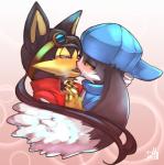 anthro blush bodily_fluids comfort duo french_kissing hug kissing love male male/male passionate tears shaolin_bones bandai_namco klonoa_(series) guntz klonoa canid canine canis domestic_cat felid feline felis mammal wolf