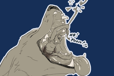 ambiguous_gender anthro begging canine_teeth clothing dialogue duo ears_back feral floppy_ears forced mouth_shot open_mouth oral_vore pivoted_ears rope rope_snap shirt swallowing tail tongue tongue_out topwear unwilling_prey vore mangomutt canid canine canis domestic_dog mammal mustelid 3:2 alpha_channel sketch