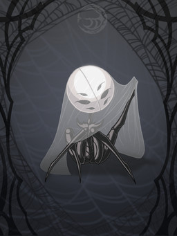 4_legs anthro armless arthropod_webbing emblem featureless_chest featureless_crotch female looking_at_viewer nude nude_female one_leg_up raised_leg seductive segmented_body sitting sitting_on_ground slim_female small_waist solo spider_web spikes spikes_(anatomy) spread_legs spreading veil wasp_waist wide_hips eidel-elias-weise hollow_knight:_silksong hollow_knight_(franchise) team_cherry arachnid arthropod spider weaver_(hollow_knight) 2026 3:4 absurd_res hi_res