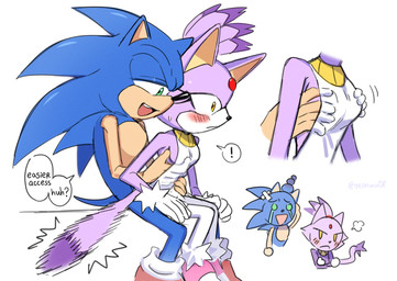 angry anthro blush breast_grab breasts duo female green_eyes grope hair hand_on_breast hand_under_shirt hero jewelry male male/female necklace ponytail princess romantic romantic_couple royalty smile speech_bubble text unitard yellow_eyes yeoon sega sonic_the_hedgehog_(series) blaze_the_cat sonic_the_hedgehog domestic_cat eulipotyphlan felid feline felis hedgehog mammal english_text hi_res