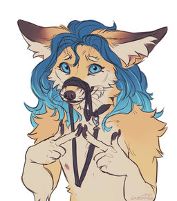 anthro arm_tuft black_claws black_collar black_leash black_pawpads blue_eyes blue_hair cheek_tuft claws collar facial_tuft finger_claws fingerpads front_view fur gradient_hair hair leash long_hair looking_at_viewer male male_anthro mouth_closed neck_tuft nude pawpads shoulder_tuft shy simple_background solo tan_body tan_fur tuft white_background lostgoose canid canine fox mammal 2024 bust_portrait dated hi_res portrait signature