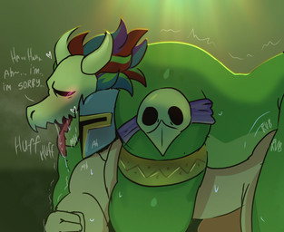 anthro anthro_penetrating anthro_penetrating_human armlet black_sclera bone bone_mask breath doggystyle drugged duo fist from_behind_position green_body green_scales grey_helmet hug human_on_anthro human_penetrated interspecies looking_at_another looking_down lost_control male male/male male_penetrated male_penetrating male_penetrating_male mask moan motion_lines open_mouth panting penetration pupils red_eyes red_pupils scales sex sharp_teeth side_view skull skull_mask substance_intoxication tan_body tan_skin teeth thrusting tongue tongue_out nurix_x_x terraria witch_doctor_(terraria) human lihzahrd mammal hi_res