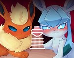 3_toes :3 bestiality blue_body blue_fur blue_sclera blush blush_lines bodily_fluids censor_bar censored curtains cute_fangs eeveelution eyelashes feet female female_on_human feral first_person_view flareon fur generation_1_pokemon generation_4_pokemon genital_fluids genitals glaceon glans group hi_res himimi human human_on_feral ineffective_censorship interspecies leaking_precum looking_at_viewer male male/female male_on_feral mammal nintendo on_top orange_body orange_fur paws penis penis_in_face pokemon pokemon_(species) pokephilia precum precum_on_penis sweat sweatdrop sweaty_face tan_body tan_fur toes trio white_eyes