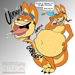 3_toes burping collar digestion_noises eyewear eyewear_on_head feet goggles goggles_on_head inside_stomach male solo speech_bubble text toes vore strawbat jak_and_daxter naughty_dog sony_corporation sony_interactive_entertainment daxter mammal mustelid ottsel 1:1 absurd_res hi_res watermark