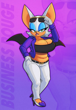 anthro big_breasts bite biting_lip blue_eyeshadow breasts cleavage clothed clothing eyeshadow female green_eyes hair lipstick looking_at_viewer makeup midriff navel slightly_chubby smile solo tight_clothing white_hair wings roboticsteve sega sonic_the_hedgehog_(series) the_murder_of_sonic_the_hedgehog rouge_the_bat bat mammal absurd_res hi_res
