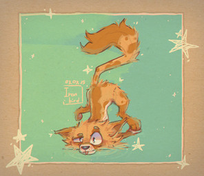 brown_body brown_ears brown_fur brown_tail falling falling_down feral fur male orange_body orange_fur orange_tail solo tail tongue tongue_out chibis askari_(askarifox) canid canine fox mammal