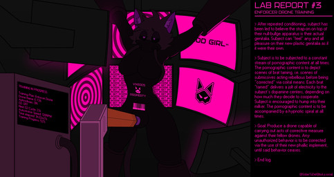 anthro aphrodisiac aphrodisiac_gas asphyxiation barcode black_body black_fur breath_play clothing drone dronification electronics fur gas_mask good_girl gooning gynomorph hypnosis intersex latex latex_clothing latex_skinsuit machine mask milking_machine mind_control penile penis_milking penis_milking_machine skinsuit solo spiral strapon strapon_milking television text tight_clothing sobertodef violet_vendetta domestic_cat felid feline felis mammal absurd_res english_text hi_res