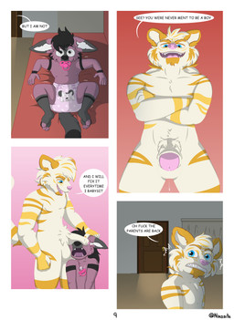 age_difference anthro balls big_balls big_penis black_body black_ears black_fur black_hair black_nose black_tail blonde_hair blue_eyes claws clenched_teeth clothed clothing curtains curtains_closed dialogue diaper diaper_fetish diaper_only door duo fur furniture genitals grey_body grey_eyes grey_fur grey_tail hair half-closed_eyes hand_on_head humanoid_genitalia humanoid_penis inside looking_at_another lying lying_on_sofa male male/male multicolored_body multicolored_ears multicolored_fur multicolored_hair narrowed_eyes nipples nude object_in_mouth on_back on_sofa open_mouth pacifier pacifier_in_mouth penis penis_on_face pink_nose profanity purple_body purple_ears purple_fur purple_nipples smile sofa speech_bubble standing surprised tail teeth text tongue topless two_tone_body two_tone_ears two_tone_fur two_tone_hair two_tone_tail wearing_diaper white_body white_ears white_fur white_hair white_tail yellow_body yellow_claws yellow_ears yellow_fur yellow_tail young young_anthro young_male younger_male nikosita canid canine canis felid mammal pantherine tiger wolf 2022 absurd_res comic digital_media_(artwork) english_text hi_res multiple_scenes
