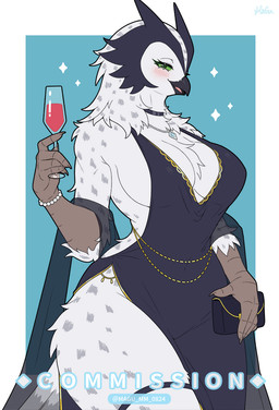 alcohol alternate_species anthro beak bedroom_eyes beverage big_breasts biped black_clothing black_dress blush breasts case champagne clothing dress feathered_chest feathers female female_anthro gem glass green_eyes implied_transformation jewelry looking_at_viewer multicolored_body multicolored_feathers narrowed_eyes non-mammal_breasts open_back_dress pearl_(gem) scuted_arms scutes seductive side_boob simple_background smile smiling_at_viewer solo squish standing thick_thighs thigh_squish white_body white_feathers wide_hips magu_mm_0824 lidya_(aviananimator) avian bird owl hi_res