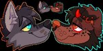 black_facial_hair black_hair black_nose black_sideburns blue_eyes blue_outline cheek_tuft duo ear_piercing ear_ring facial_hair facial_piercing facial_tuft floppy_ears fur grey_body grey_fur hair half-closed_eyes horn light male male/male multicolored_body narrowed_eyes no_pupils nose_piercing orange_eyes orange_outline outline piercing red_ear_ring red_horn ring_piercing short_hair short_horn sideburns simple_background small_horn smile smiling_at_another smiling_at_each_other transparent_background tuft yellow_sclera chotpot kalu_(kalu.sadboysanime.club) canid canine canis mammal wolf 2025 2:1 alpha_channel colored digital_media_(artwork) headshot_portrait icon lighting pixel_(artwork) portrait shaded