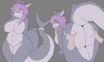 anthro belly big_belly big_breasts big_butt breasts bubble_butt butt female huge_breasts huge_butt nude slightly_chubby solo exyli fish human mammal marine shark hi_res