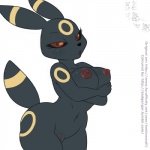 1:1 anthro anthrofied big_breasts black_body black_fur black_sclera breasts colored digital_media_(artwork) eeveelution eyebrows eyelashes female fur generation_2_pokemon genitals holding_breast lonbluewolf looking_at_viewer navel nintendo nipples nude open_mouth pokemon pokemon_(species) pokemorph pussy red_eyes simple_background solo standing symbol text third-party_edit umbreon url white_background wide_hipped_anthro wide_hipped_female wide_hips