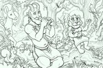 anthro avian bear beard bird bread cheese clothed clothing dairy_products deer dudebulge facial_hair feral food forest fruit grape group hair horn humanoid long_hair male mammal mature_male monochrome musical_instrument navel pan_flute plant rodent satyr sciurid topless tree tree_squirrel wind_instrument woodwind_instrument