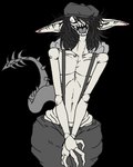 black_hair blush clothing female hair hat headgear headwear open_mouth overalls sharp_teeth solo spiked_tail spikes spikes_(anatomy) tail teeth unknown_artist deadlock valve ivy_(deadlock) gargoyle humanoid