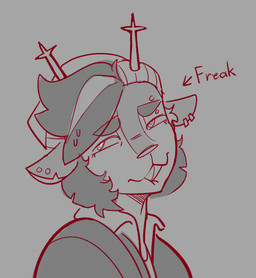 anthro beanie bite biting_lip biting_own_lip buckteeth cleft clothing ear_piercing eyebrow_piercing eyelashes facial_piercing fan_designs female hair half-closed_eyes hat headgear headwear jacket looking_aside narrowed_eyes piercing pupils self_bite short_hair solo teeth text topwear white_pupils unknown_artist deltarune undertale_(series) dess_holiday deer mammal new_world_deer reindeer monochrome