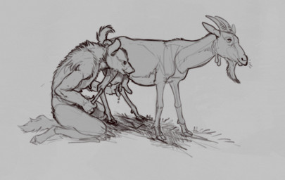 animal_genitalia avian_caruncle bestiality bodily_fluids breast_milking dewlap_(anatomy) feral genitals handjob hooves horn kisses lactating licking male masturbation milk penile sex teats tongue udders wattle technesaurus alpine_goat bovid caprine domestic_goat gnoll goat hyena mammal hi_res sketch