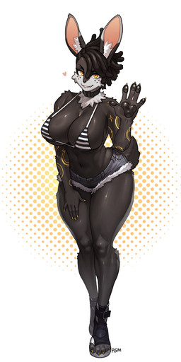 anthro biped breasts claws clothed clothed_anthro clothed_female clothing feet female fingers front_view fur looking_at_viewer navel simple_background small_waist smile solo tail teeth thick_thighs toes wide_hips pgm300 lagomorph leporid mammal rabbit 2026 absurd_res digital_drawing_(artwork) digital_media_(artwork) hi_res
