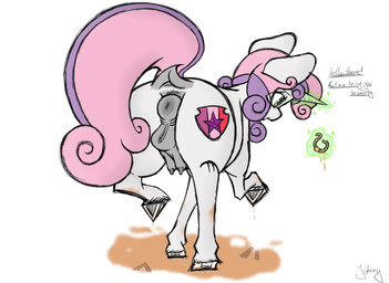 animal_genitalia animal_vulva anus butt clitoris cutie_mark darkened_genitalia dock_(anatomy) equine_anus equine_genitalia equine_vulva female feral fetlocks fur genitals hair hooves horn magic magic_user nipples nude open_mouth puffy_anus simple_background smile solo tail teats text vulva white_body white_fur young johrnyreport friendship_is_magic hasbro my_little_pony mythology sweetie_belle_(mlp) equid equine horse mammal mythological_creature mythological_equine pony unicorn digital_media_(artwork) hi_res