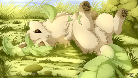 blackfury brown_eyes brown_nose eeveelution female grass hindpaw hybrid leafeon looking_at_viewer lying mushroom nintendo outside pawpads paws pokémon video_games warm_colors
Rating: Safe
Score: 11
User: Furrys_R_Us
Date: August 30, 2012