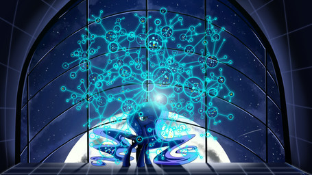 blue_body blue_eyes blue_feathers blue_hair cosmic_hair cutie_mark detailed_background ethereal_hair feathered_wings feathers female feral hair hooves horn inside map moon night pseudo_hair solo standing star_map window wings flamevulture17 friendship_is_magic hasbro my_little_pony mythology princess_luna_(mlp) equid equine mammal mythological_creature mythological_equine winged_unicorn 16:9 2016 absurd_res hi_res widescreen